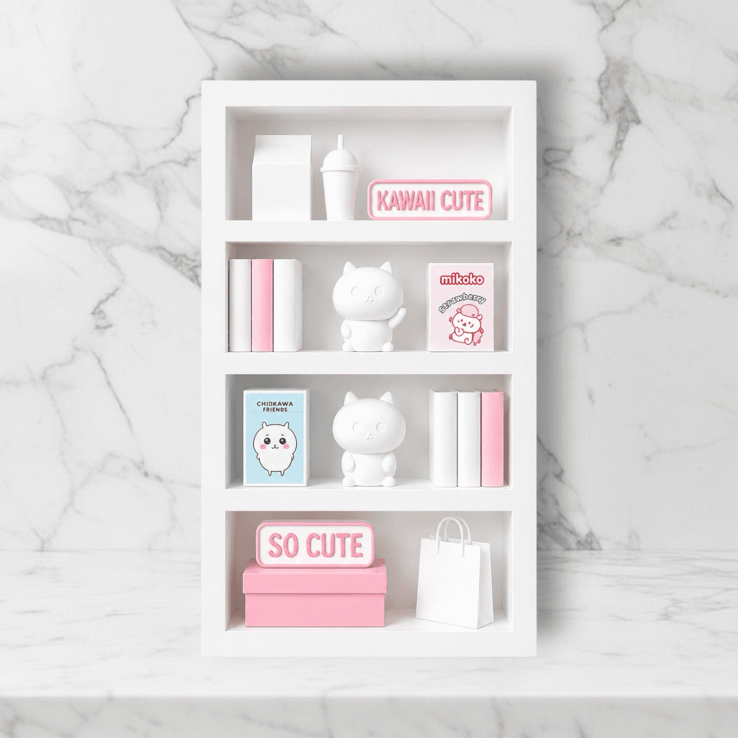 kawaii cafe rectangle · white